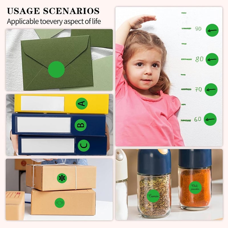 Aurtho 2000 Pcs 3/4" Garage Sale Price Stickers Sheets, Green Yard Sale Price Stickers, Round Color Coding Labels, Circle Dot Sticker for Home Decorative, Office, Classroom, Papers Etc - Image 4